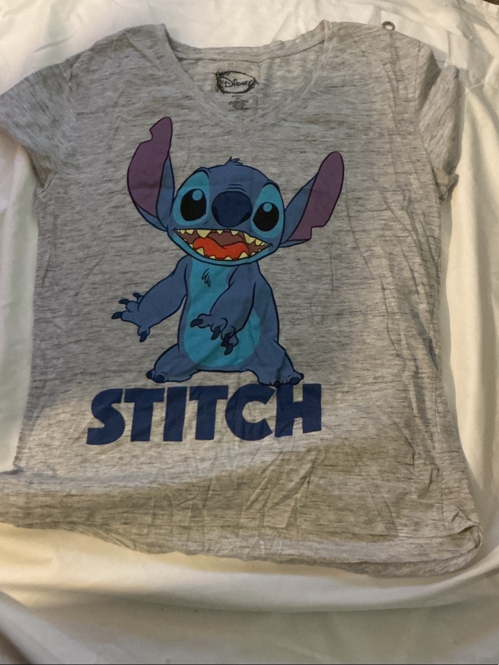 Disney Gray T-Shirt with Blue Stitch Character